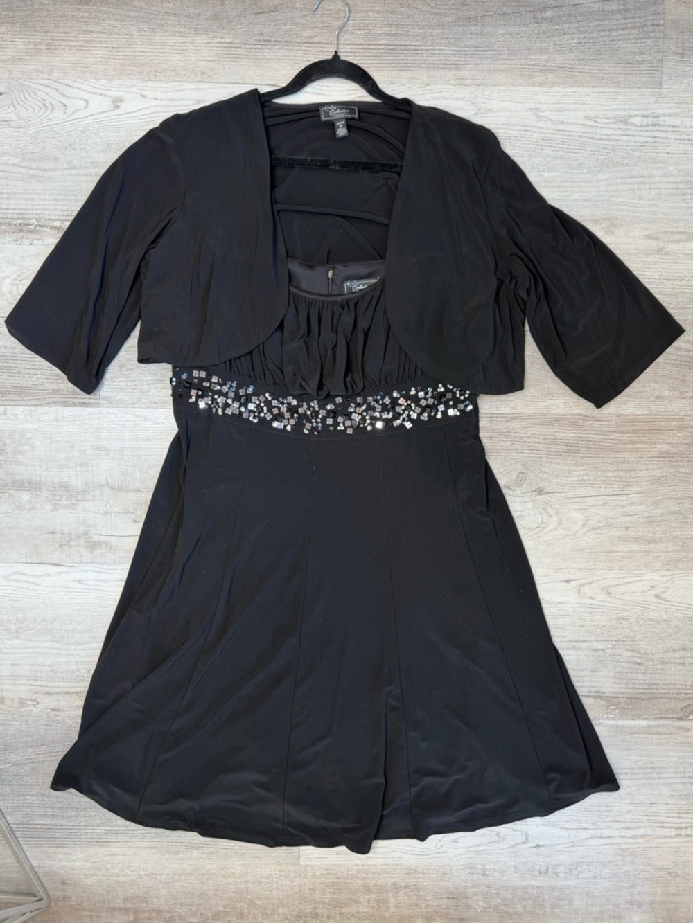 Dressbarn Black Two Piece Sleeveless Dress Bolero Jacket Cover Up Women’s 18W
